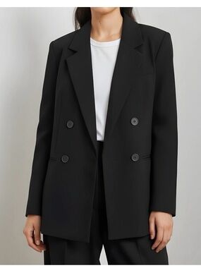 Maeve Black Double-Breasted Women's Blazer Small NWT Tailored Classic Jacket